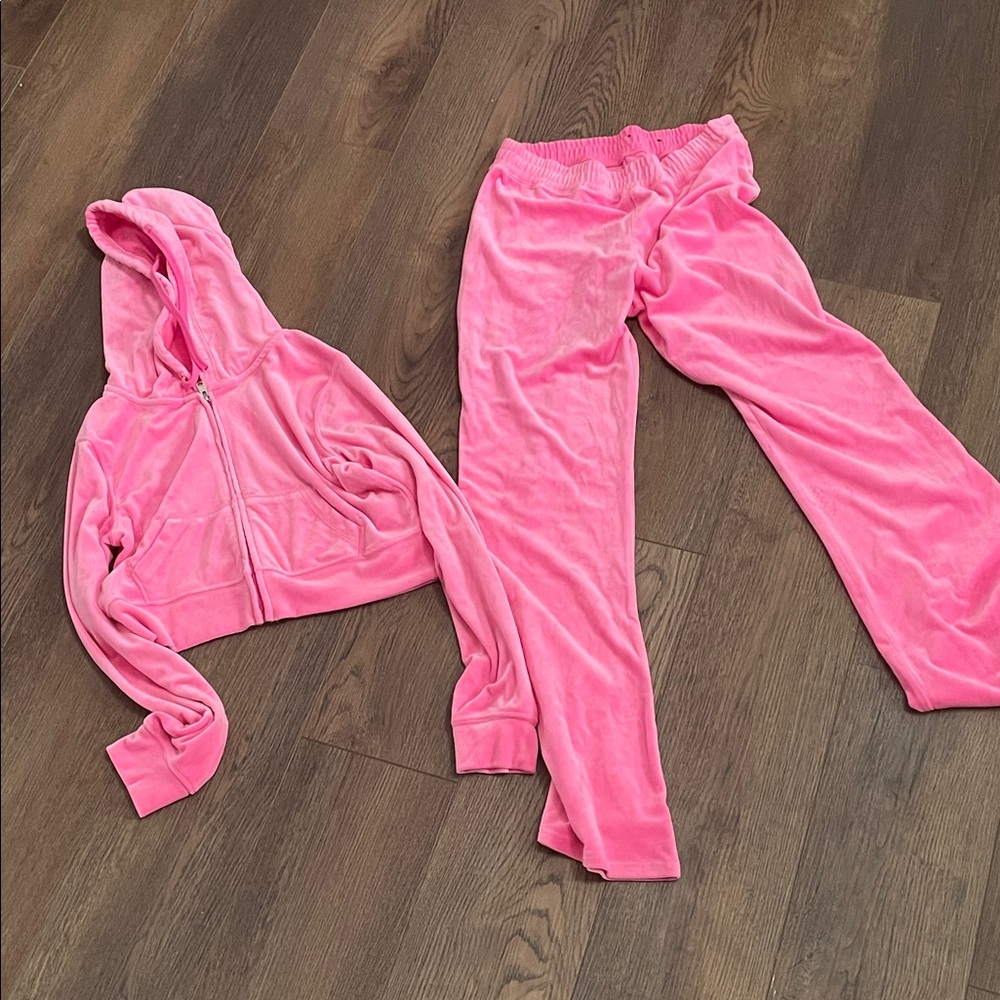 Hollister Pink Velour track suit Hoodie and pant set